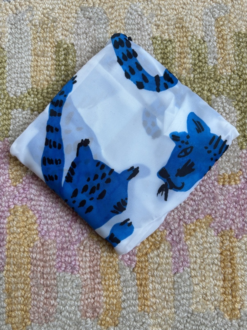 😸IKEA NWT SKYNKE Crazy Blue Cat reusable tote swirling blue felines Warhol-style - Picture 15 of 15